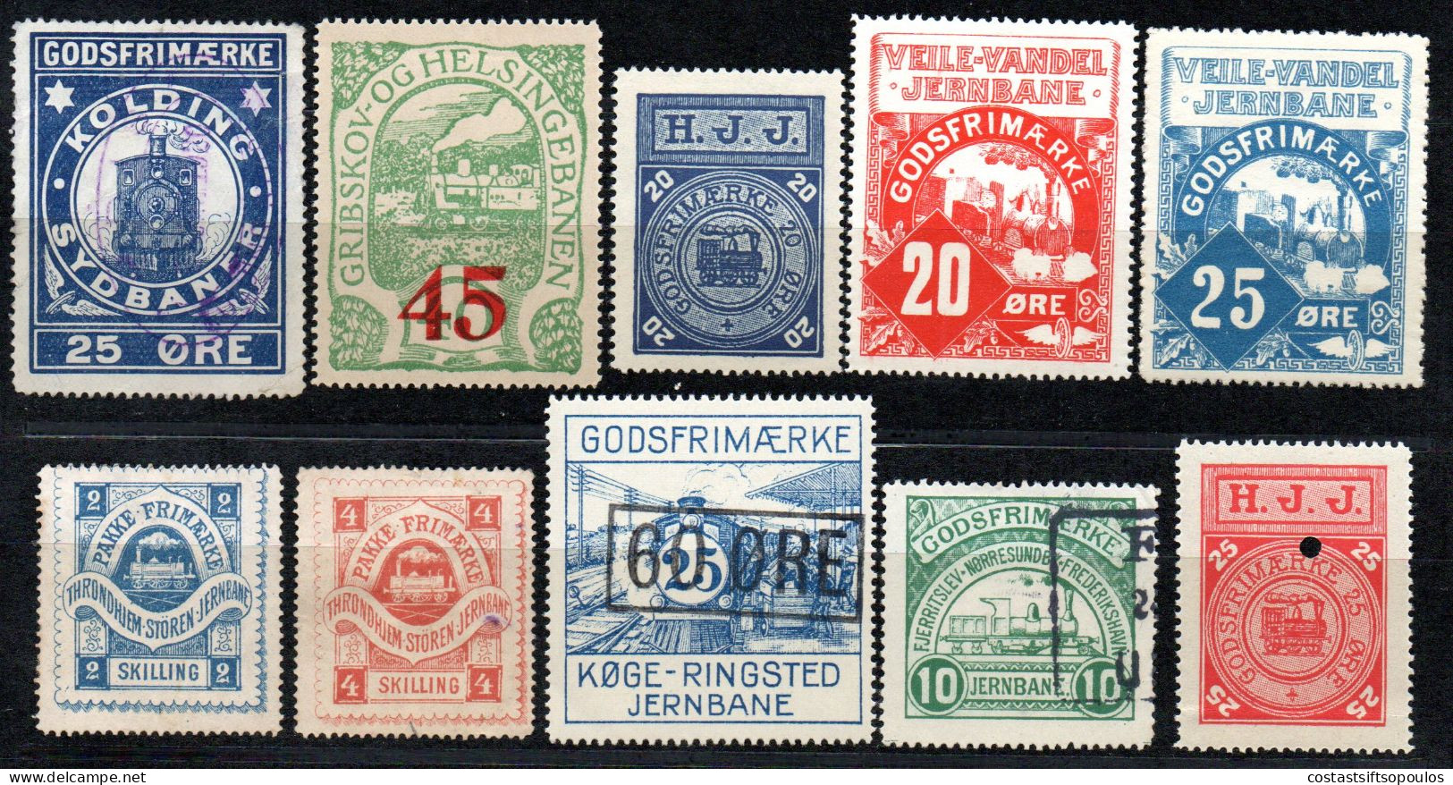 3220.DENMARK,NORWAY 10 RAILWAY,PARCEL POST LOT,6 MNH - Otros - Europa