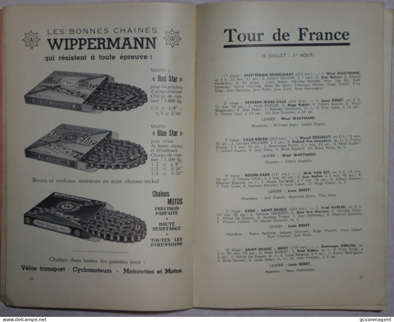 11 E SUPPLEMENT 1954 = LE CYCLISME PAR PAUL BEVING ET AL.VAN LAETHEM = 176 PAGES = 240 X 160 MM . ZIE AFBEELDINGEN - Sport