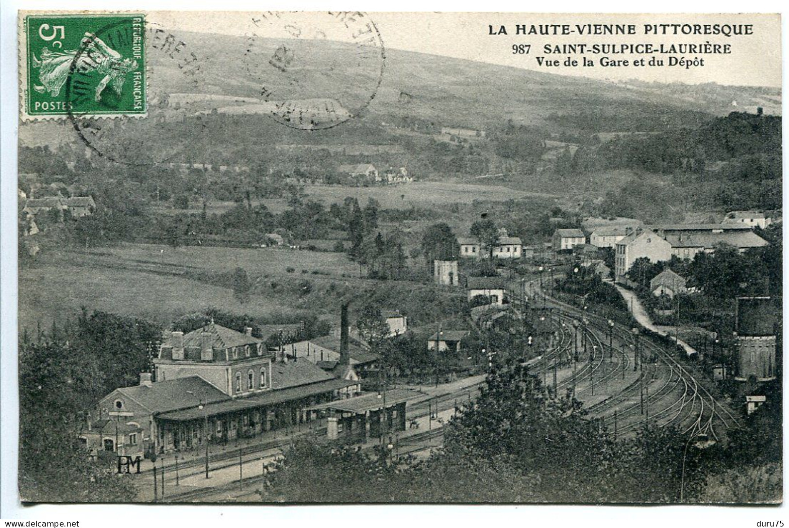 CPA Voyagé 1914 * SAINT SULPICE LAURIÈRE Vue De La Gare Et Du Dépôt - Other & Unclassified