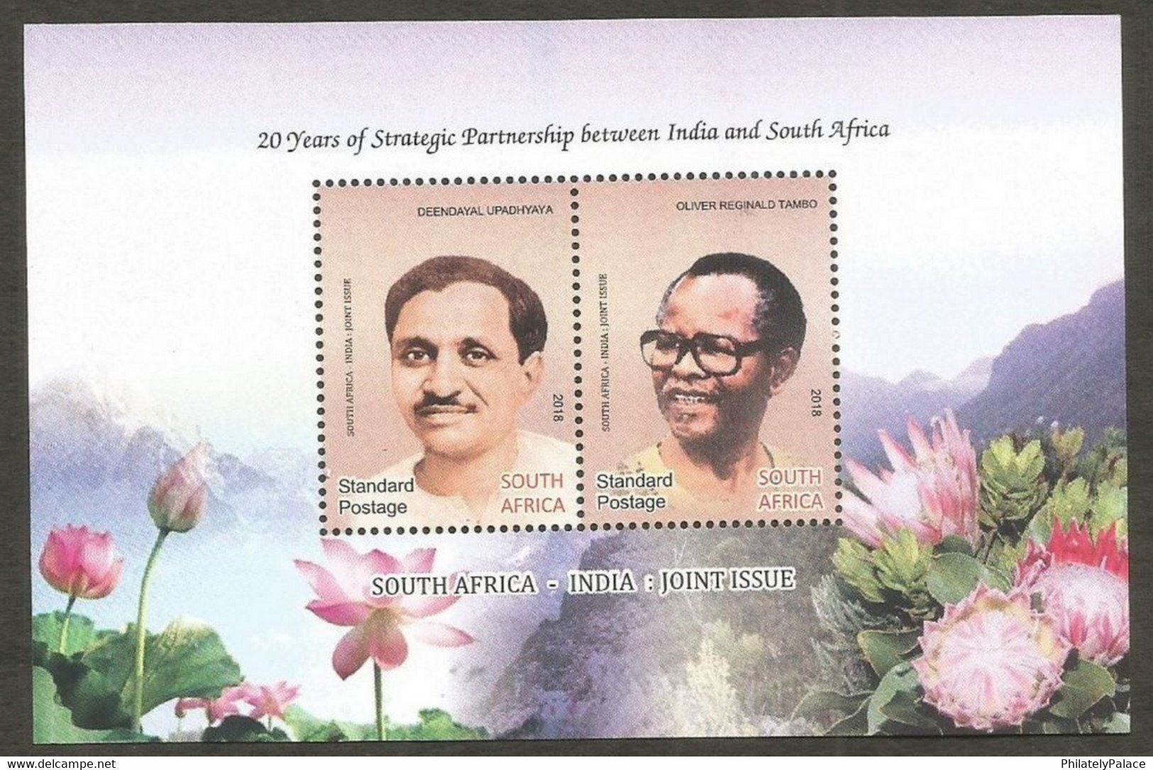 South Africa 2018 Joint Issue With India UNISSUED MS MNH, Deendayal, Oliver Tambo (**) Inde Indien VERY RARE 1 SET ONLY - Nuovi