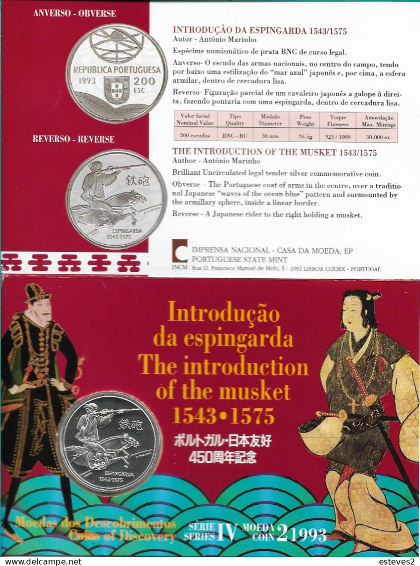 Portugal 1993 , 200 Escudos , Introdução Da Espingarda , The Introdution Of The Musket In Japan , Blister - Portugal