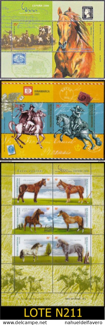 ARGENTINE LOT DE BLOCS CHEVAUX MENTHE - Paarden