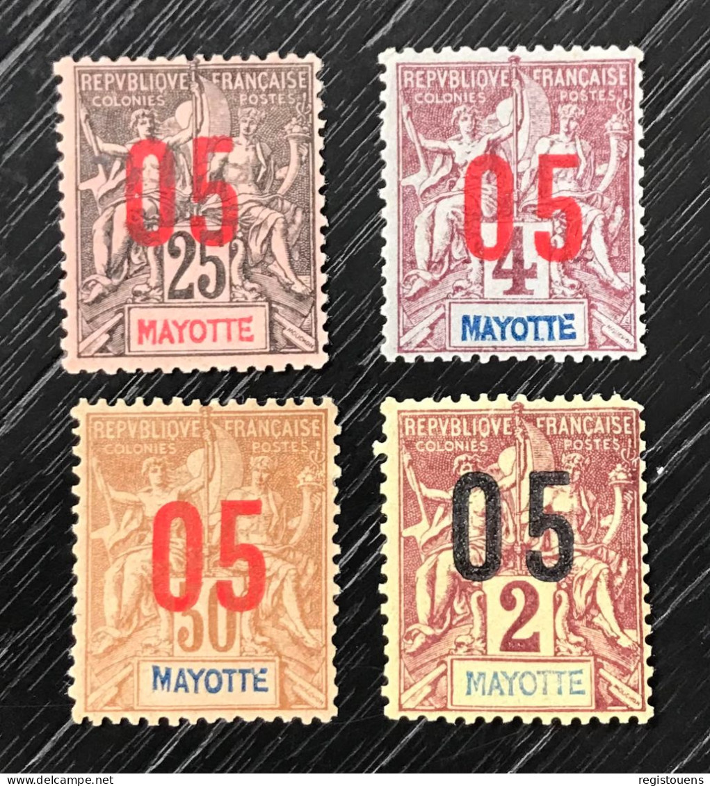 Lot De 4 Timbres Mayotte 1912 - Unused Stamps
