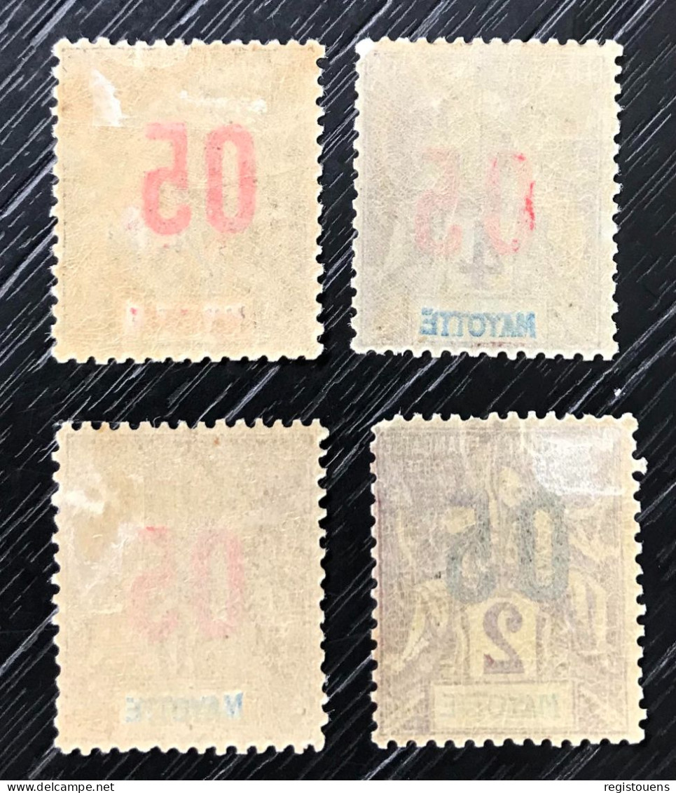 Lot De 4 Timbres Mayotte 1912 - Unused Stamps