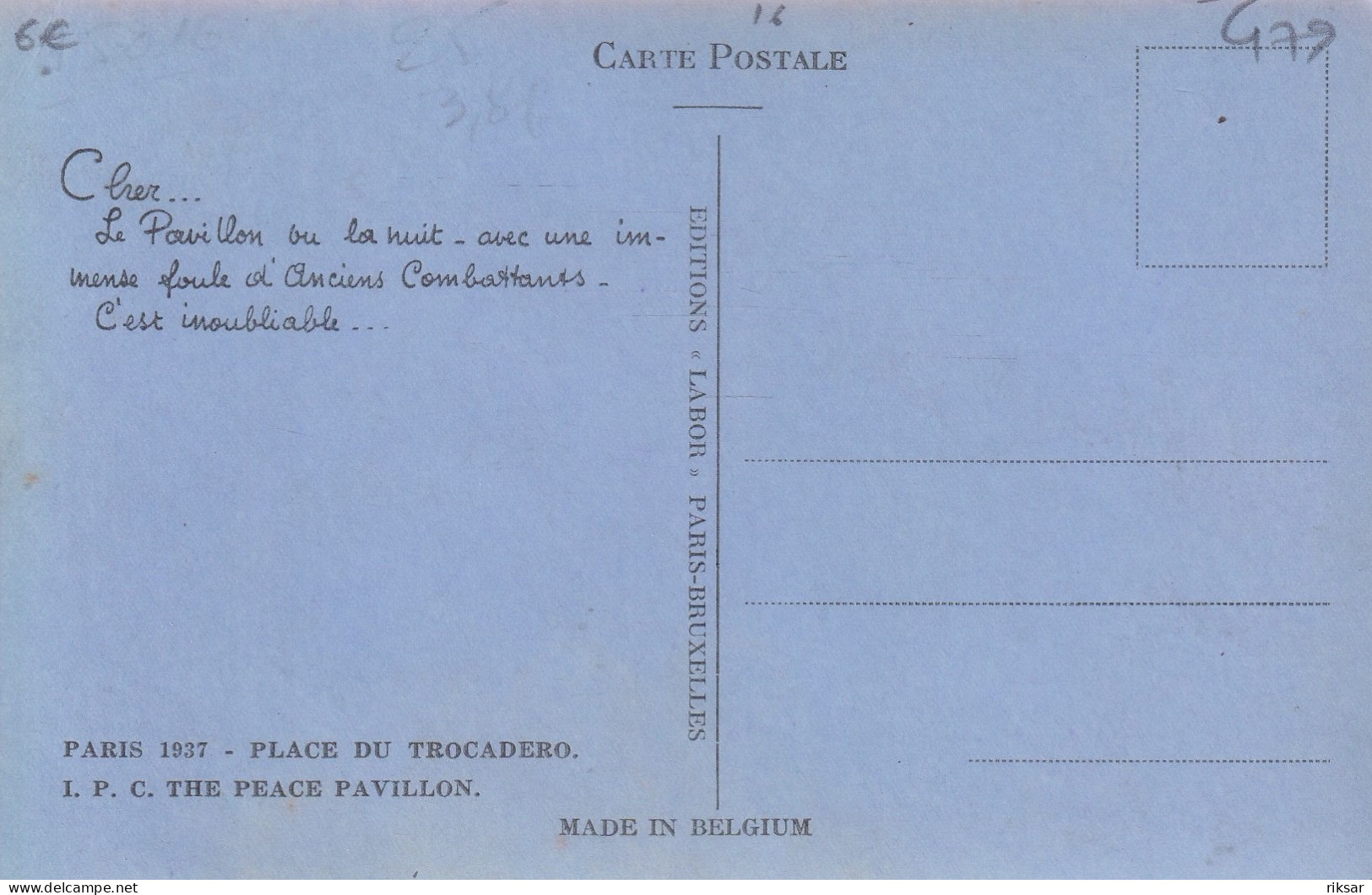PARIS(16 Em ARRONDISSEMENT) EXPOSITION 1937(THE PEACE PAVILLON) - Tentoonstellingen