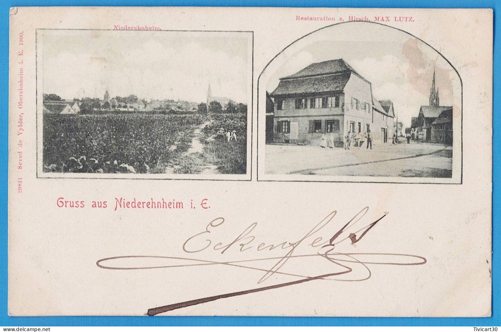 CPA BAS-RHIN (67) - NIEDERNAI - GRUSS AUS NIEDEREHNHEIM - RESTAURATION MAX LUTZ...... - Andere & Zonder Classificatie