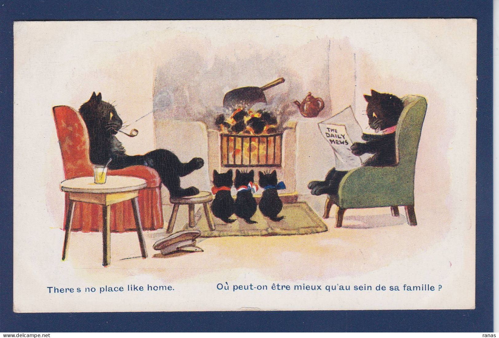 CPA Chat Cat Barnes Florence House Position Humaine écrite - Chats