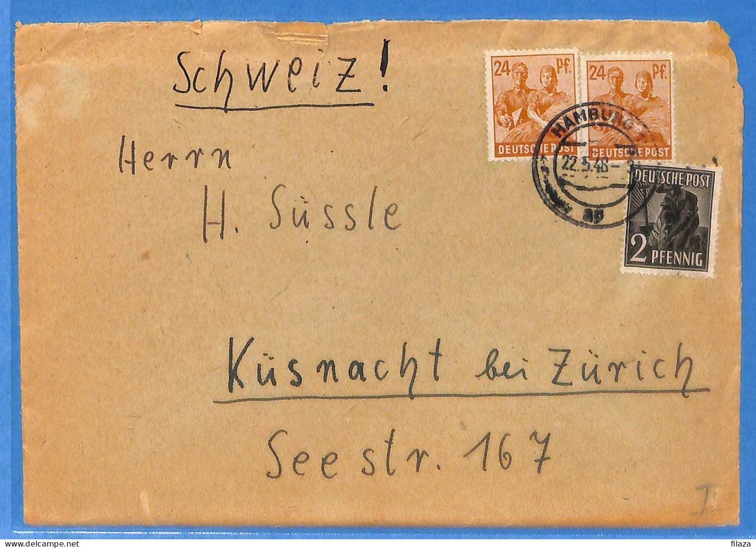 Allemagne Zone AAS 1948 - Lettre De Hamburg - G33348 - Autres & Non Classés