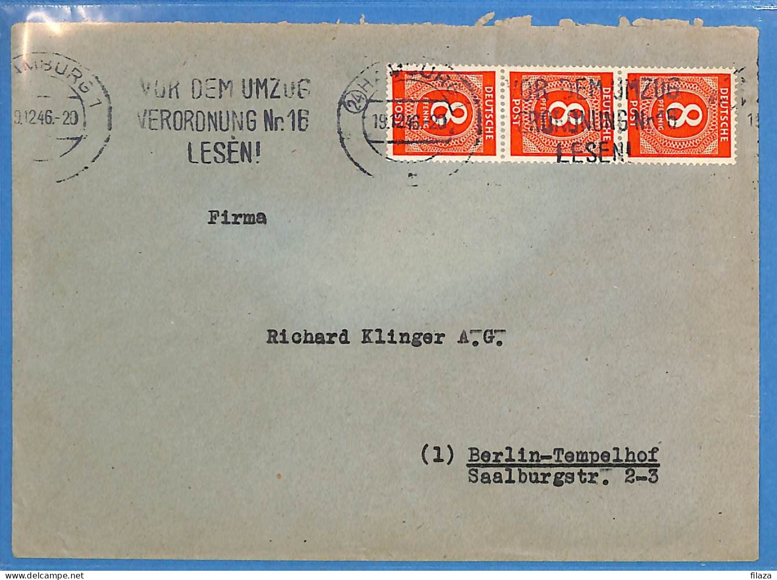 Allemagne Zone AAS 1946 - Lettre De Hamburg - G33313 - Autres & Non Classés