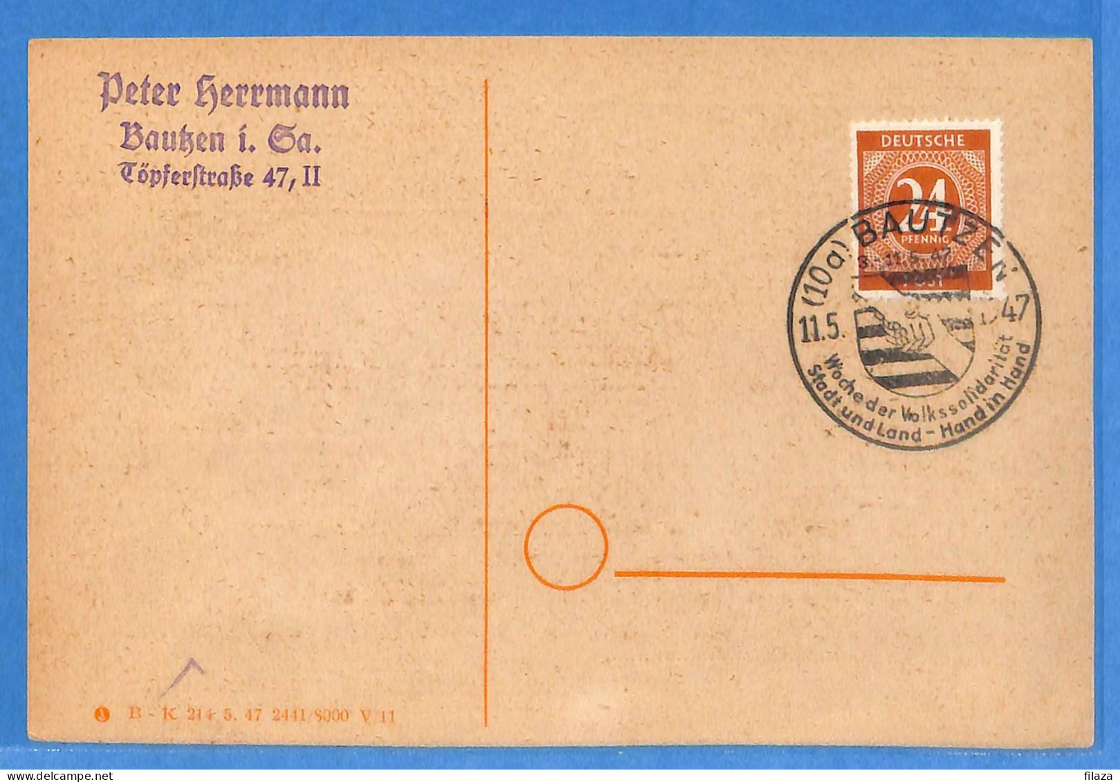 Allemagne Zone AAS 1947 - Carte Postale De Bautzen - G33284 - Andere & Zonder Classificatie