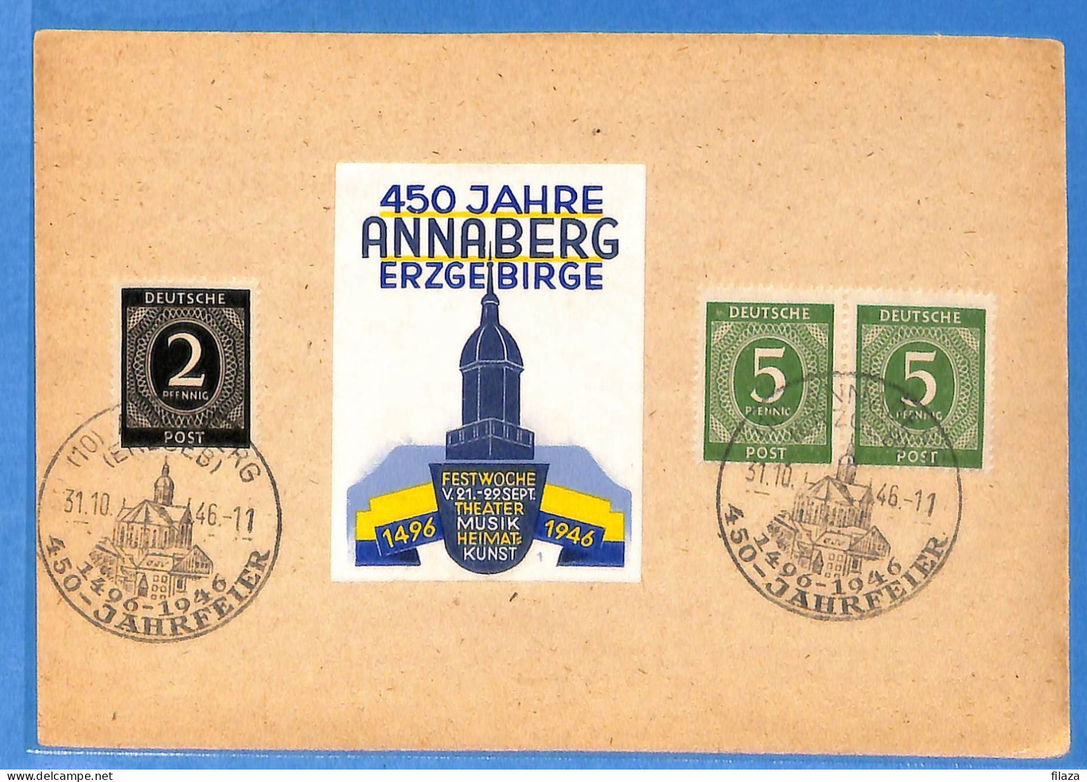 Allemagne Zone AAS 1946 - Carte Postale De Annaberg - G33280 - Andere & Zonder Classificatie