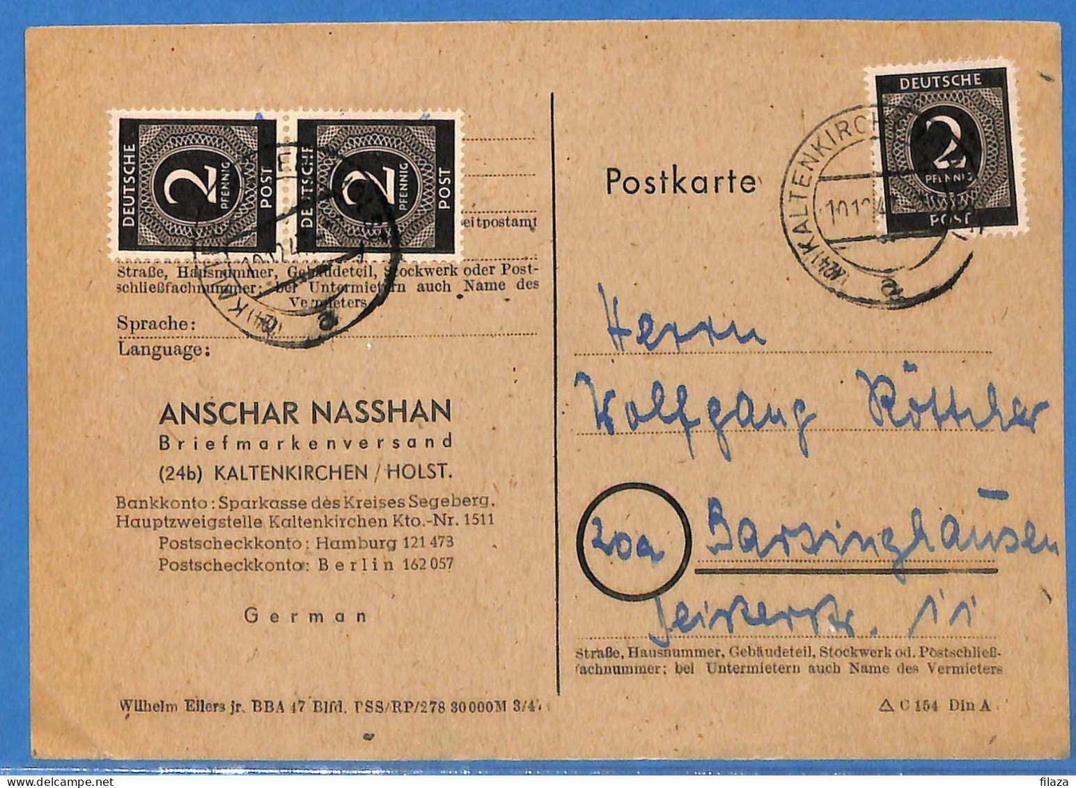 Allemagne Zone AAS 1947 - Carte Postale De Kaltenkirchen - G33264 - Autres & Non Classés