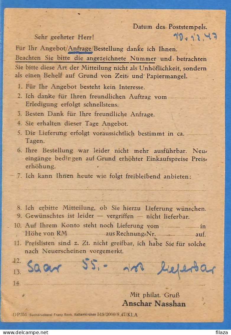 Allemagne Zone AAS 1947 - Carte Postale De Kaltenkirchen - G33264 - Sonstige & Ohne Zuordnung