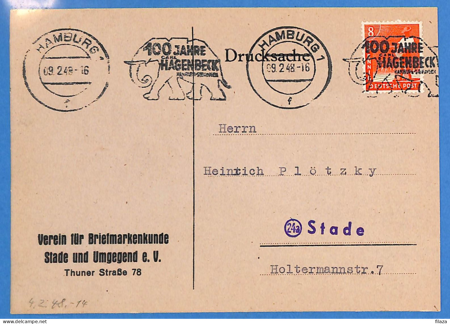 Allemagne Zone AAS 1948 - Carte Postale De Hamburg - G33265 - Sonstige & Ohne Zuordnung