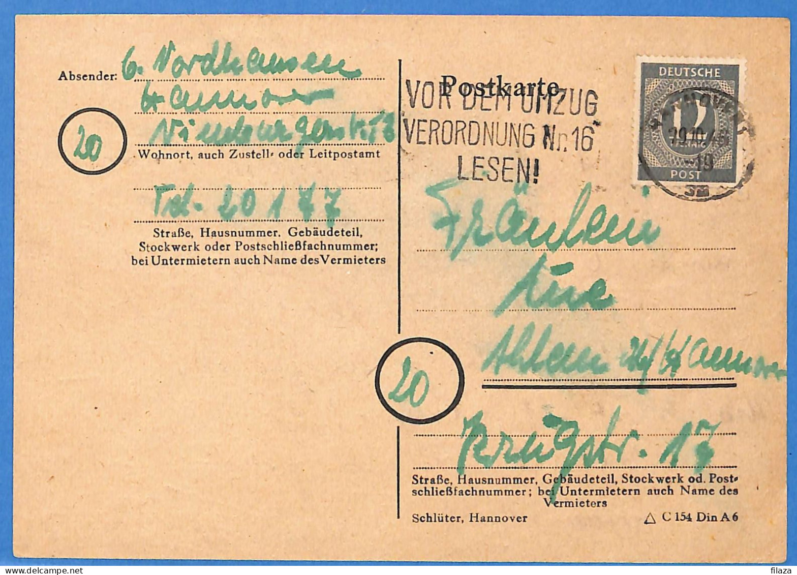 Allemagne Zone AAS 1946 - Carte Postale De Hannover - G33266 - Autres & Non Classés