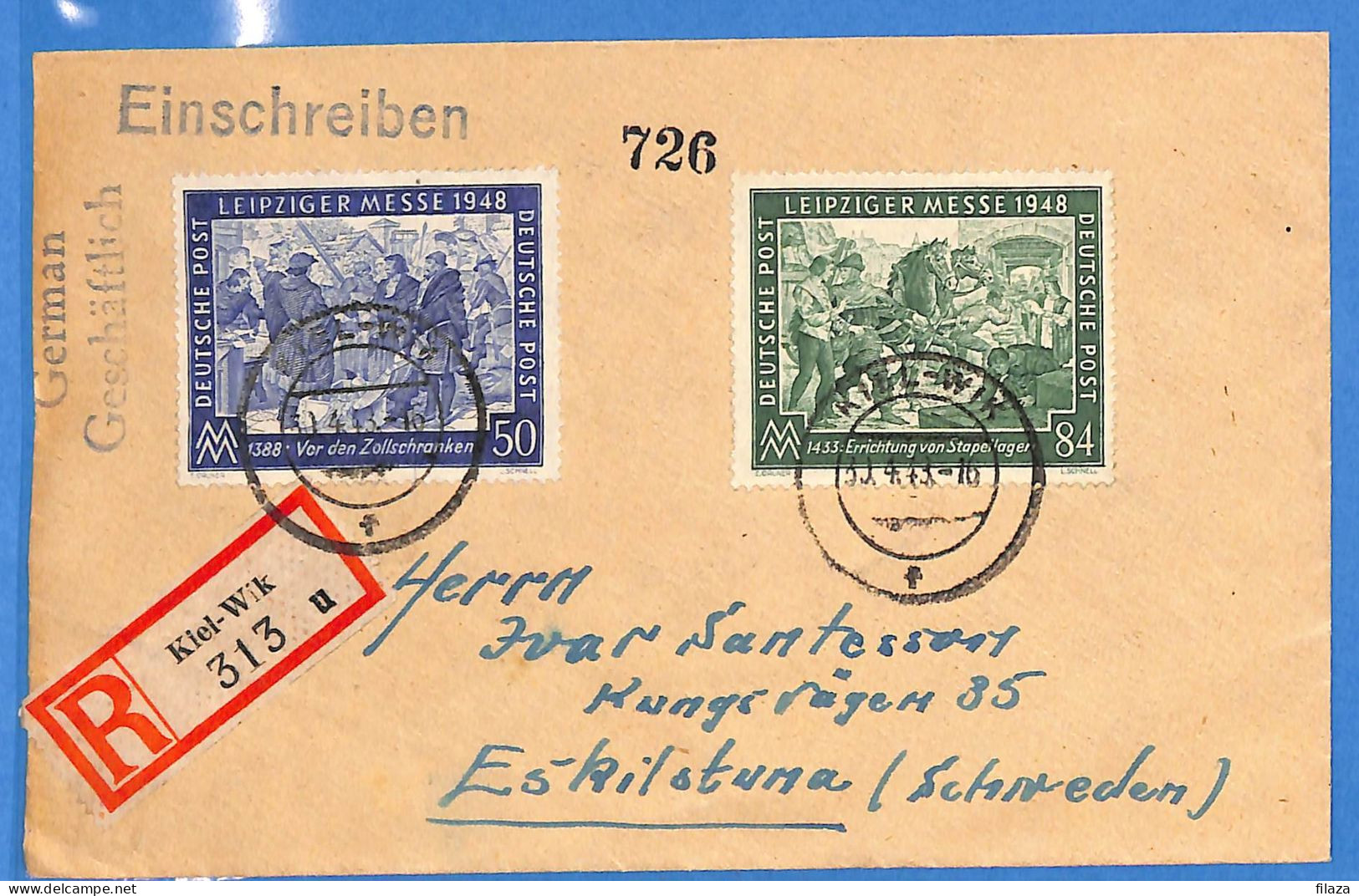 Allemagne Zone AAS 1948 - Lettre Einschreiben De Kiel Aux Sweden - G33261 - Sonstige & Ohne Zuordnung