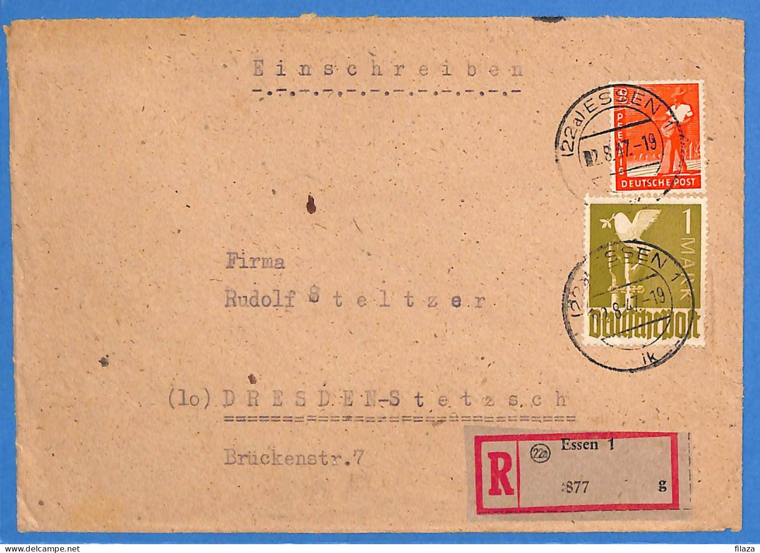 Allemagne Zone AAS 1947 - Lettre Einschreiben De Essen - G33257 - Other & Unclassified