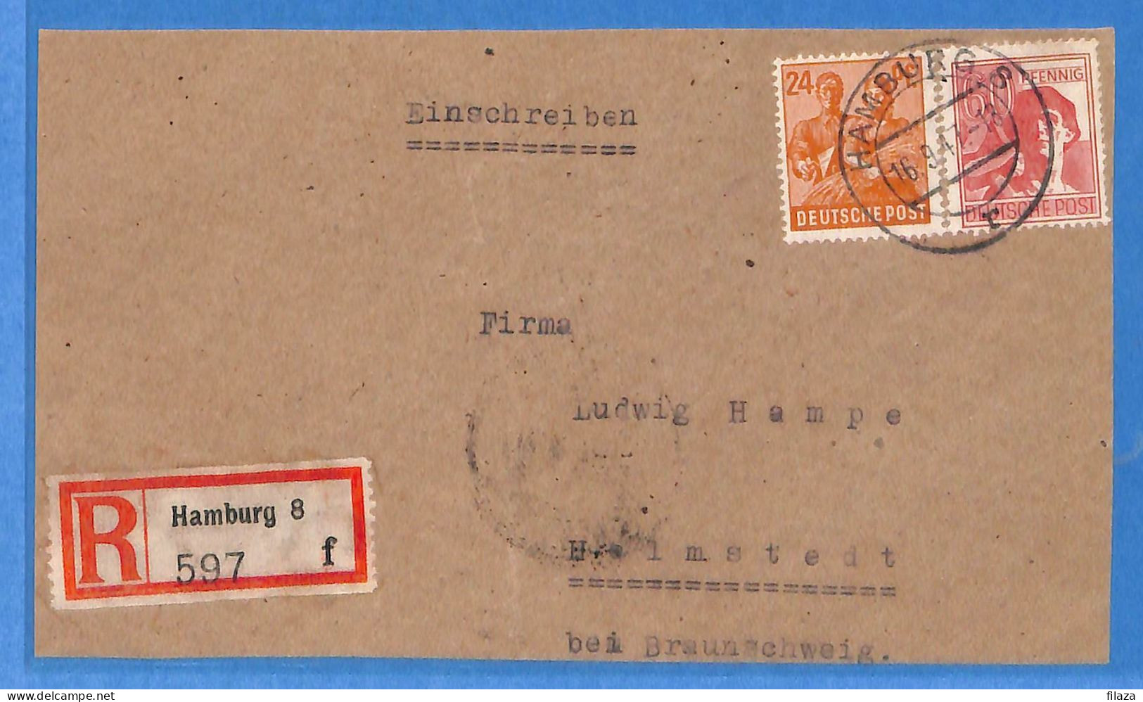 Allemagne Zone AAS 1947 - Lettre Einschreiben De Hamburg - G33252 - Other & Unclassified