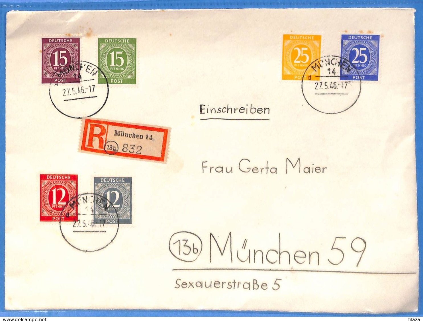 Allemagne Zone AAS 1946 - Lettre Einschreiben De Munchen - G33260 - Autres & Non Classés