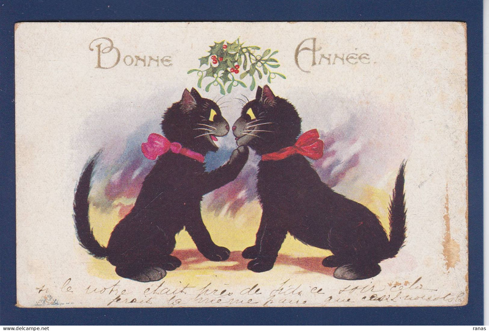 CPA Chat Cat Barnes Florence House Position Humaine écrite - Chats