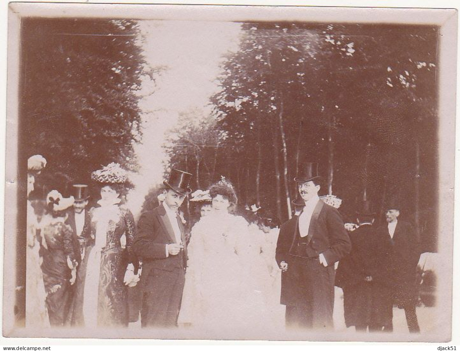 Lot De 6 Anciennes Photographies Amateur / Fin 1800 - Début 1900 / Mariage ? / Robes Longues Et Chapeaux Haute Forme - Personnes Anonymes