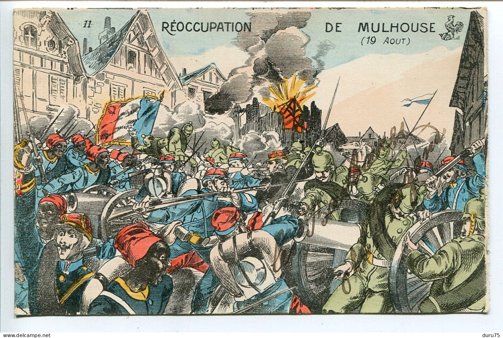 Militaria * CPA Couleur Ecrite * Réoccupation De MULHOUSE 19 Août ( 1914 Soldats Combat ) Richard Editeur - Mulhouse