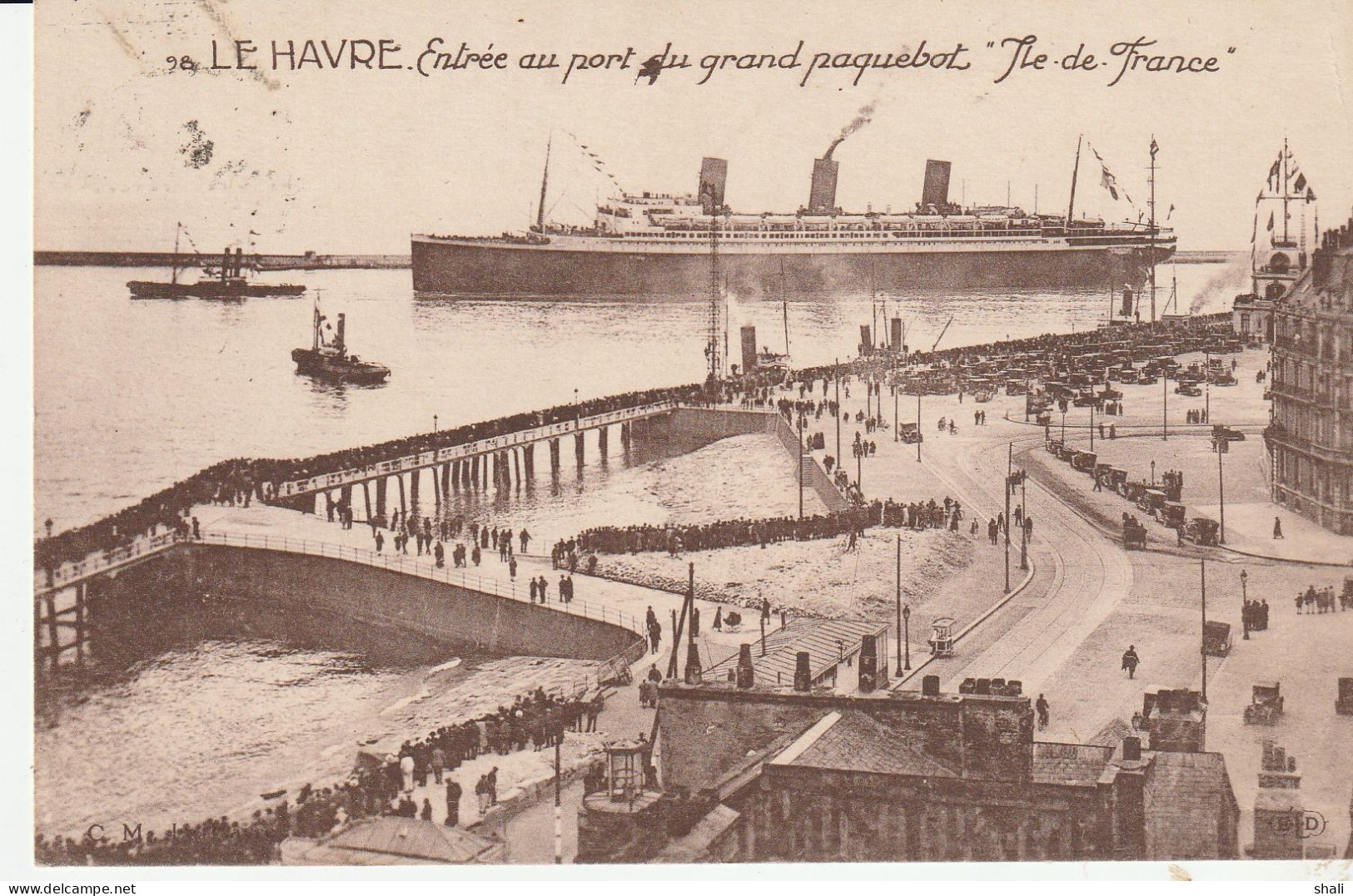 CPA LE HAVRE ENTREE AU PORT DU GRAND PAQUEBOT ILE DE FRANCE - Harbour