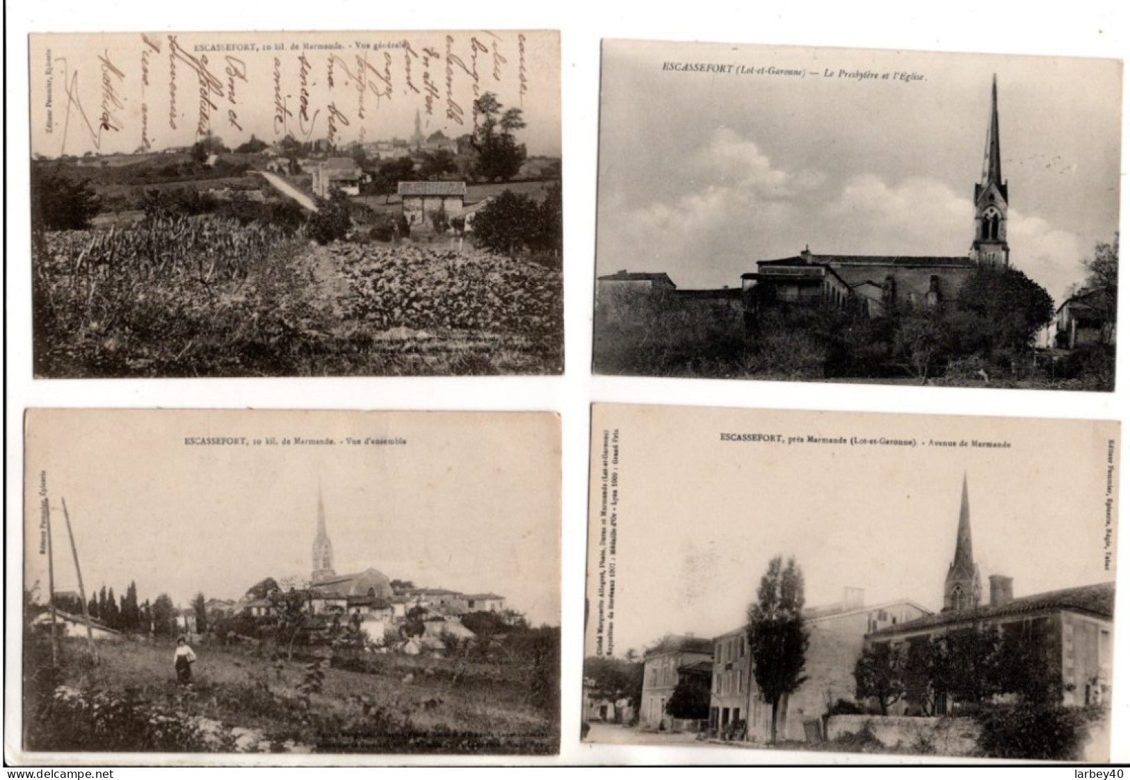 47 ESCASSEFORT / Avenue De Marmande / Ect - 5 Cartes Postales Ancienne - Sonstige & Ohne Zuordnung