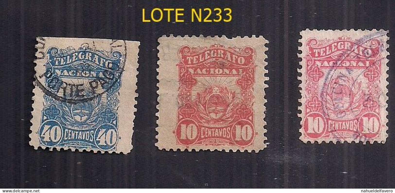 ARGENTINE 1887 TIMBRES TÉLÉGRAPHIQUES NATIONAUX GJ 1/2 ET 4 UTILISÉS - Telegraphenmarken