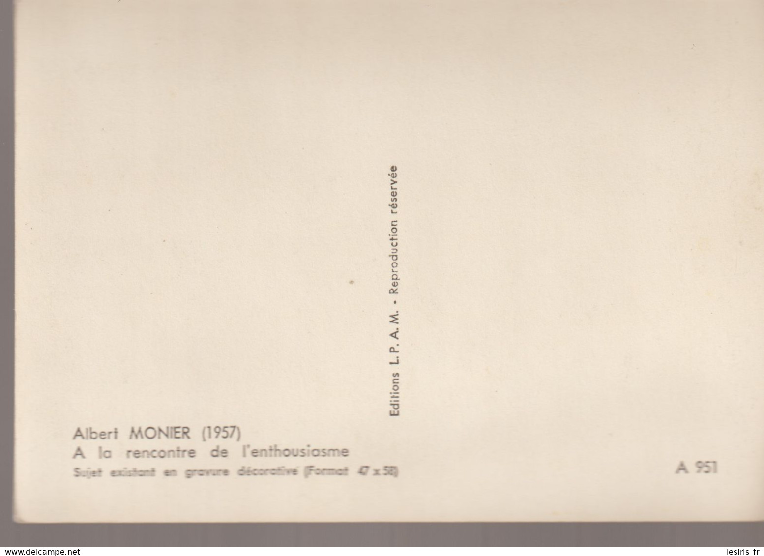 C.P. - PHOTO - ALBERT MONIER - A LA RENCONTRE DE L'ENTHOUSIASME - L.P.A.M. - A 951 - Monier