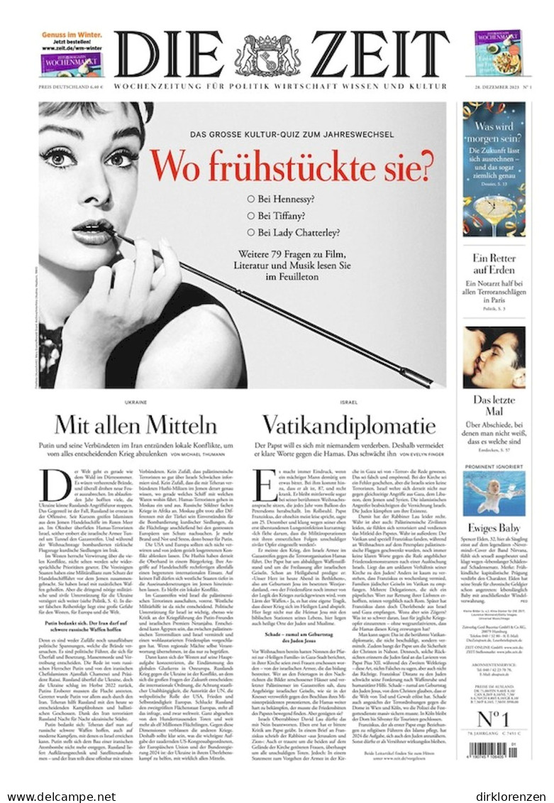 Die Zeit Magazine Germany 2024-01 Audrey Hepburn - Non Classés