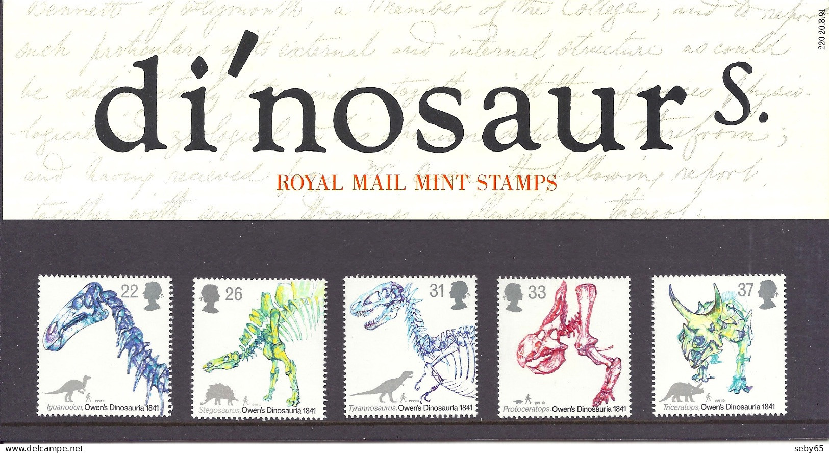 Great Britain 1991 - Dinosaurs, Owen’s Dinosauria, Richard Owen, Dinosaurs, Fossils - Presentation Pack, Set MNH - Neufs