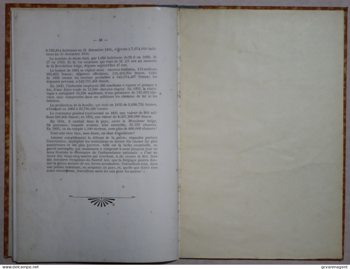 PROGRAMME NOTICE DU CORTEGE HISTORIQUE 1830 - 1905   . ZIE AFBEELDINGEN = COVER GEVLEKT = 48 PAGES = 240 X 160 MM