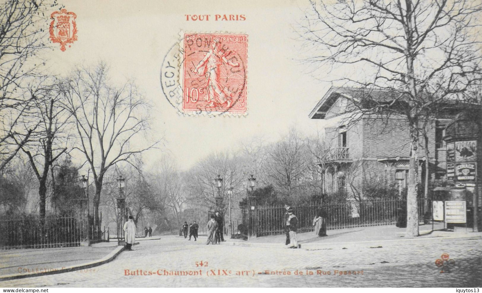 CPA. [75] > TOUT PARIS > N° 542 - Buttes Chaumont , Entrée De La Rue Fessart - (XIXe Arrt.) - 1905 - TBE - Distretto: 19