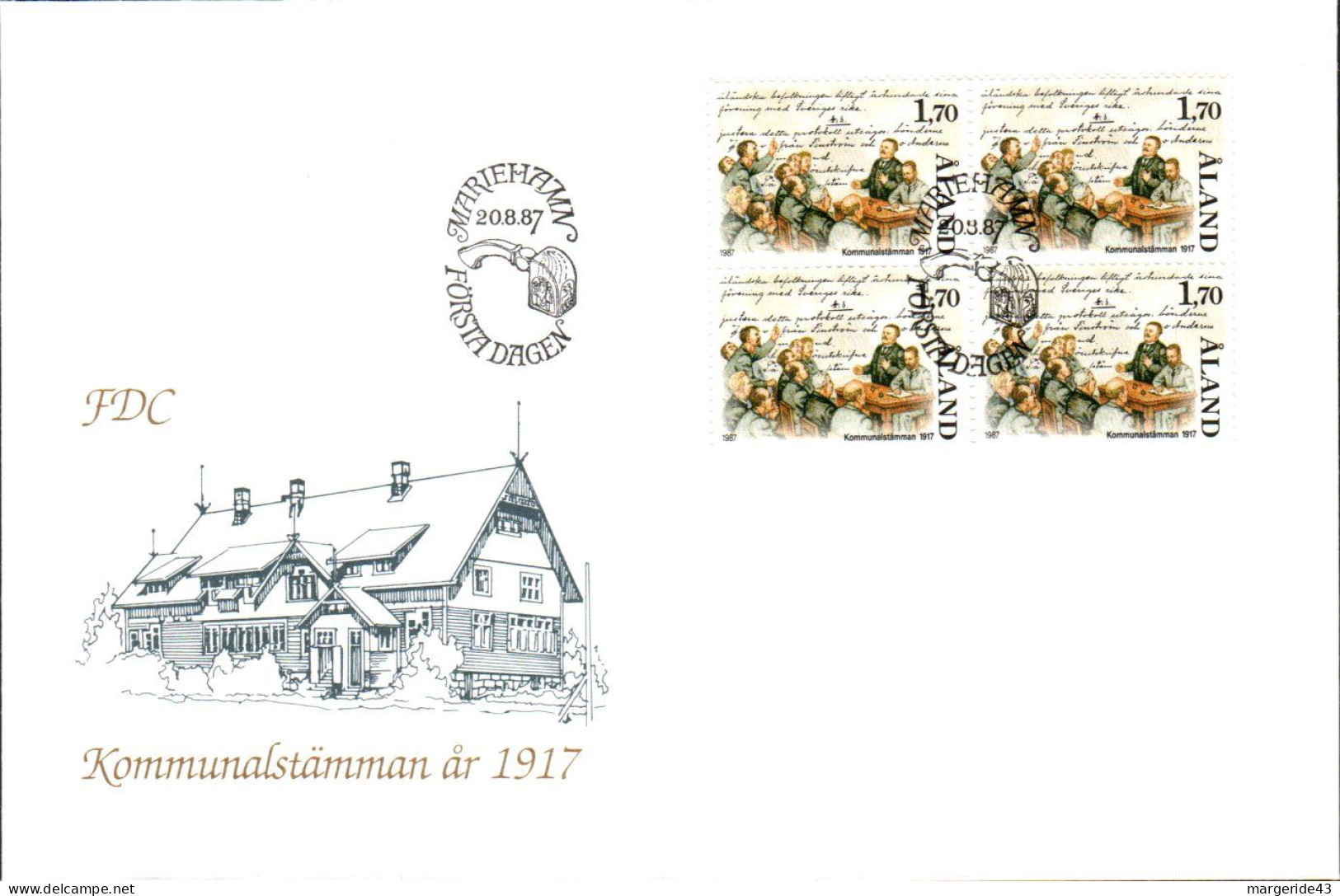 ALAND FDC 1987 REUNION DE 1917 - Ålandinseln