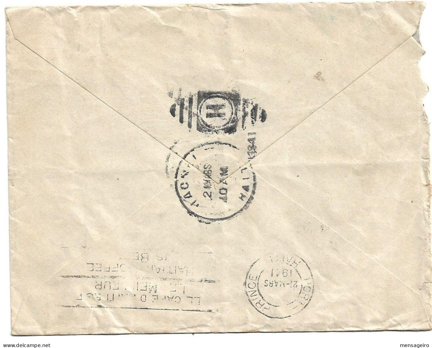 (C01) - HAITI AIR MAIL COVER JACMEL => FRANCE 1943 - CONSULATE OF HAITI IN MARSEILLE - Haiti