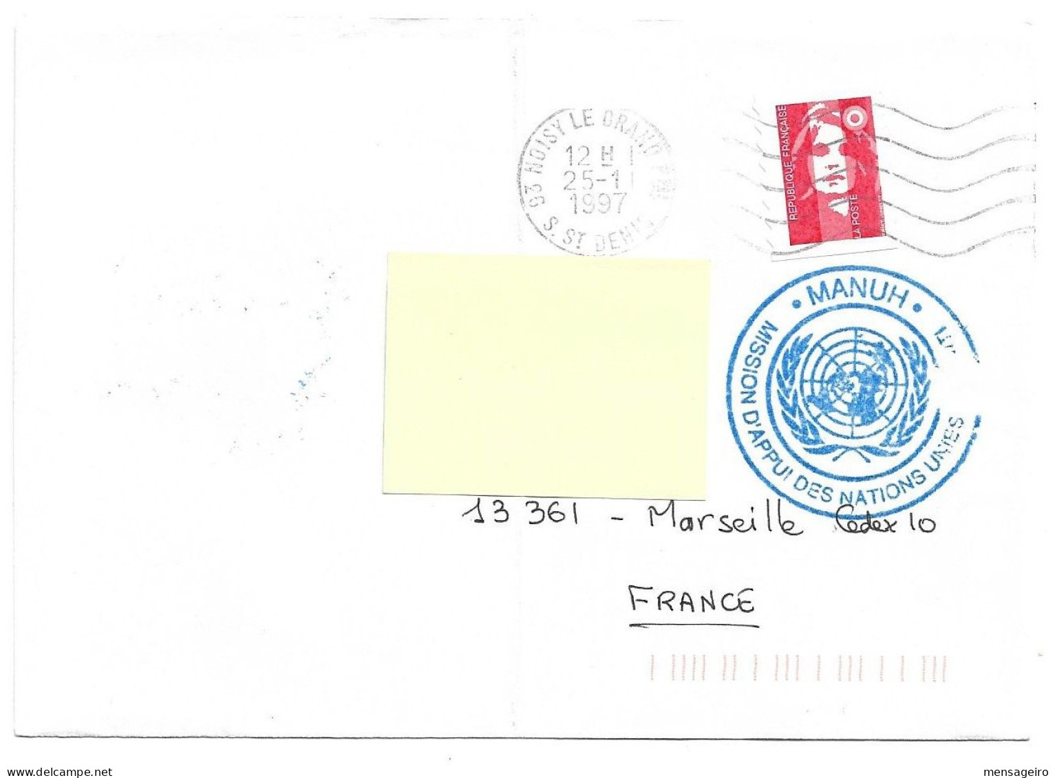(C01) - HAITI COVER FRENCH UN ONU CONTINGENT IN HAITI MISSION MANUH => FRANCE 1997 - Storia Postale