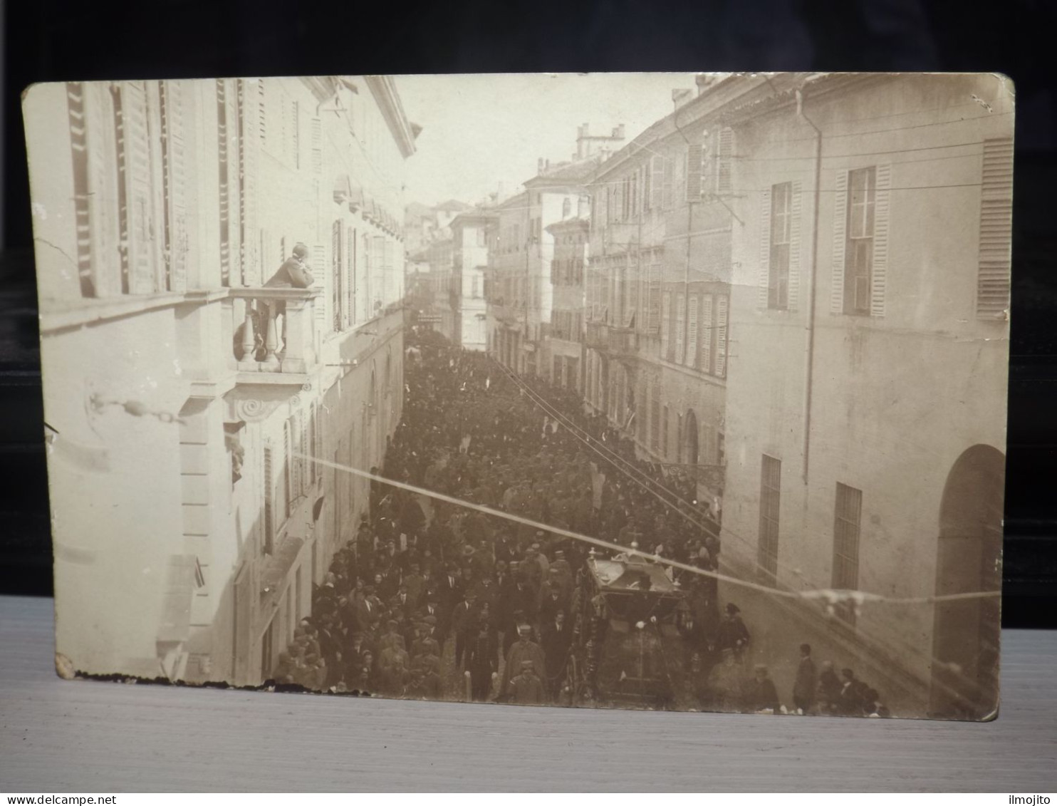 CARTOLINA FOTOGRAFIA FUNERALE GENERALE BANCHI ZANCHI  1914 FORMATO PICCOLO - Personen