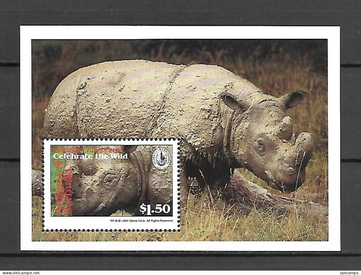 Antigua & Barbuda 1994 Animals - Rhinoceros - The 100th Anniversary Of Sierra Club MS #1 MNH - Antigua Und Barbuda (1981-...)