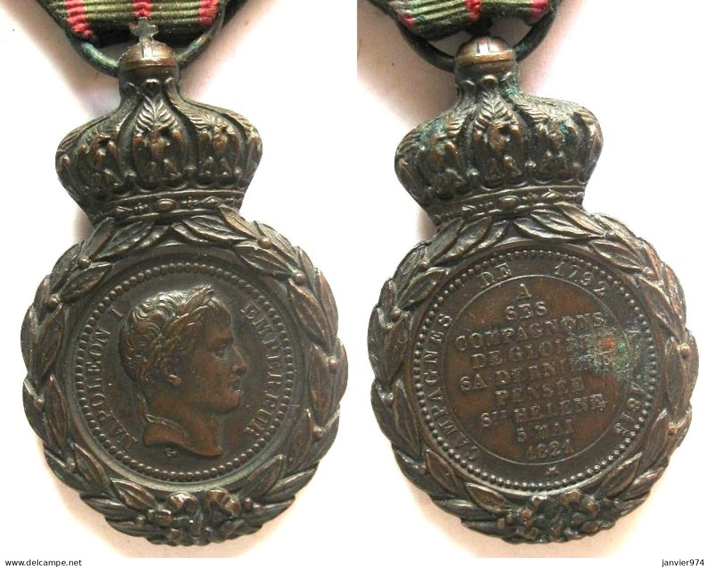 Médaille De Sainte Hélène 1821 Napoléon Bonaparte , Compagnes 1792 à 1815 - Sonstige & Ohne Zuordnung