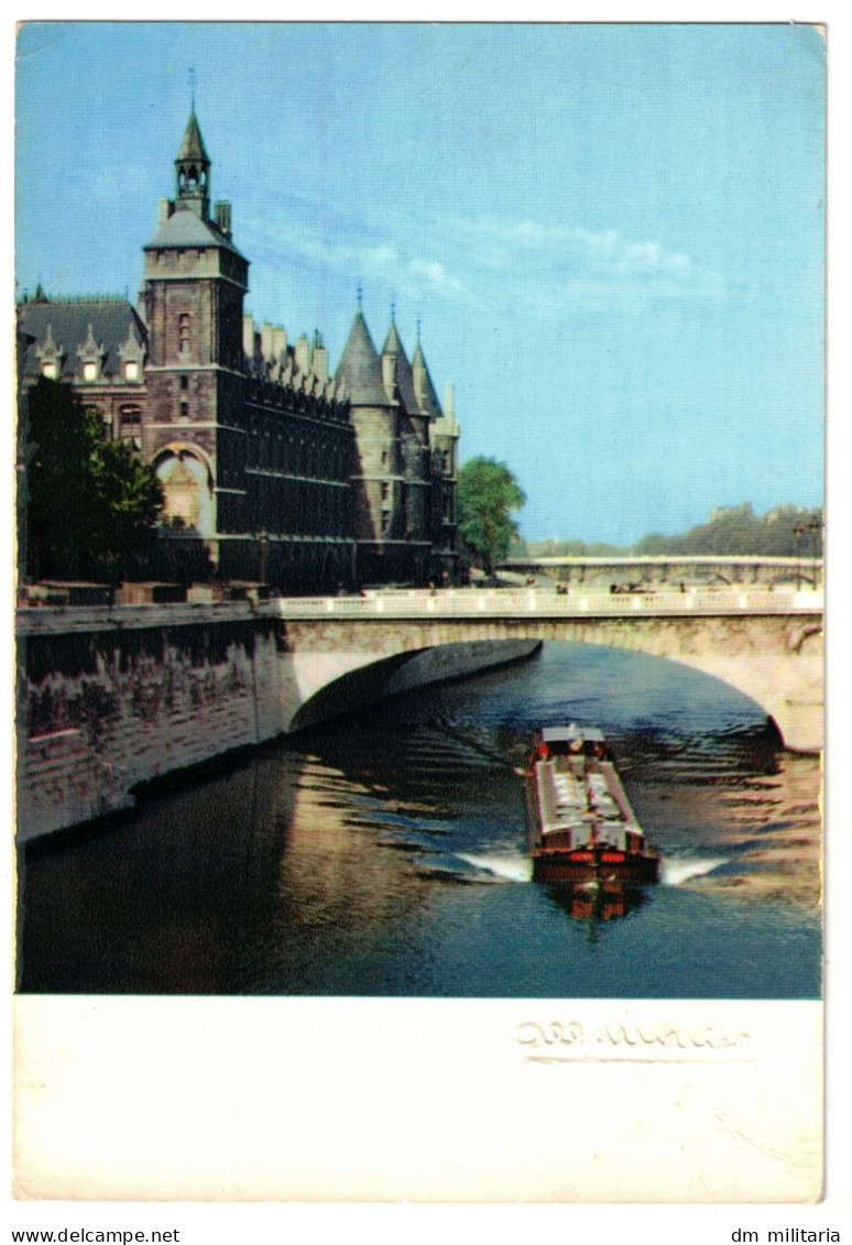 75 - CARTE 1959 - PARIS - BELLE VUE SUR PÉNICHE - BATELLERIE - MARINIERS - LA SEINE - PALAIS DE JUSTICE - Péniches