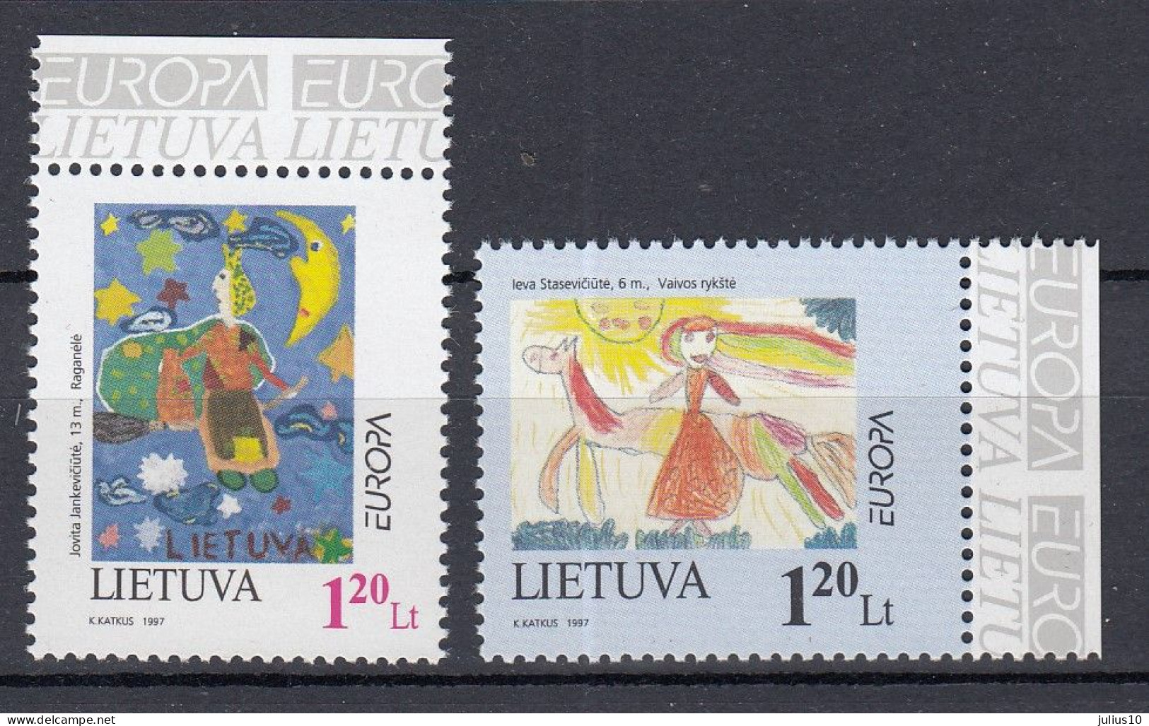 LITHUANIA 1997 Europa Children Drawings MNH(**) Mi 636-637 #Lt1119 - Lithuania