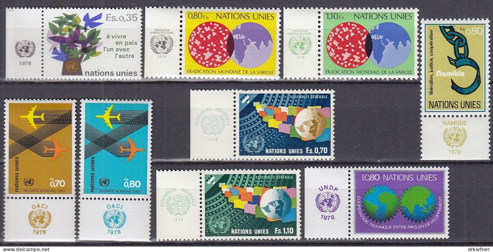 UNO GENF  72-80 Mit RZf (TAB), Postfrisch **, 1978 - Unused Stamps