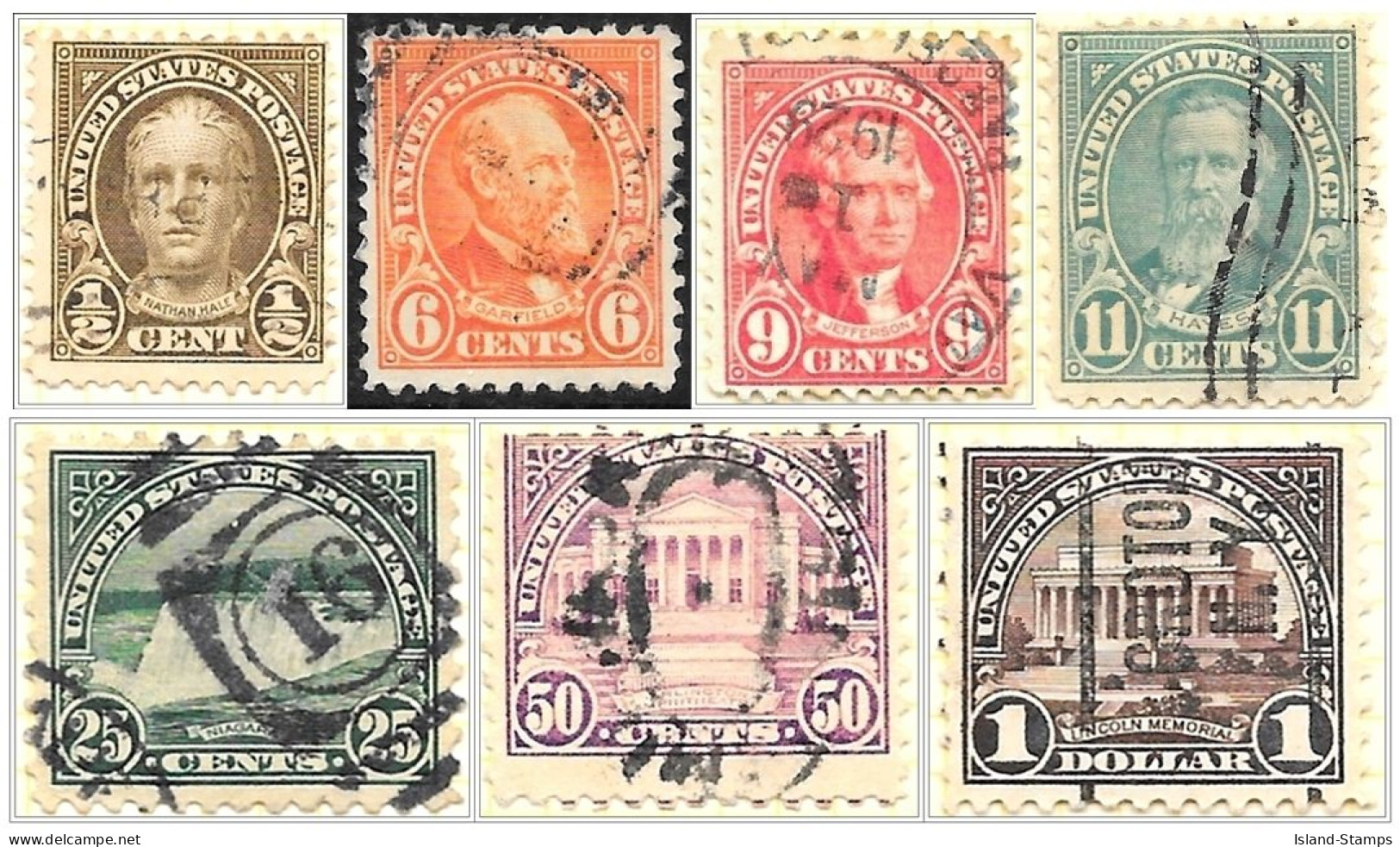 U.S. 1922-25 8 Values Used - Gebruikt