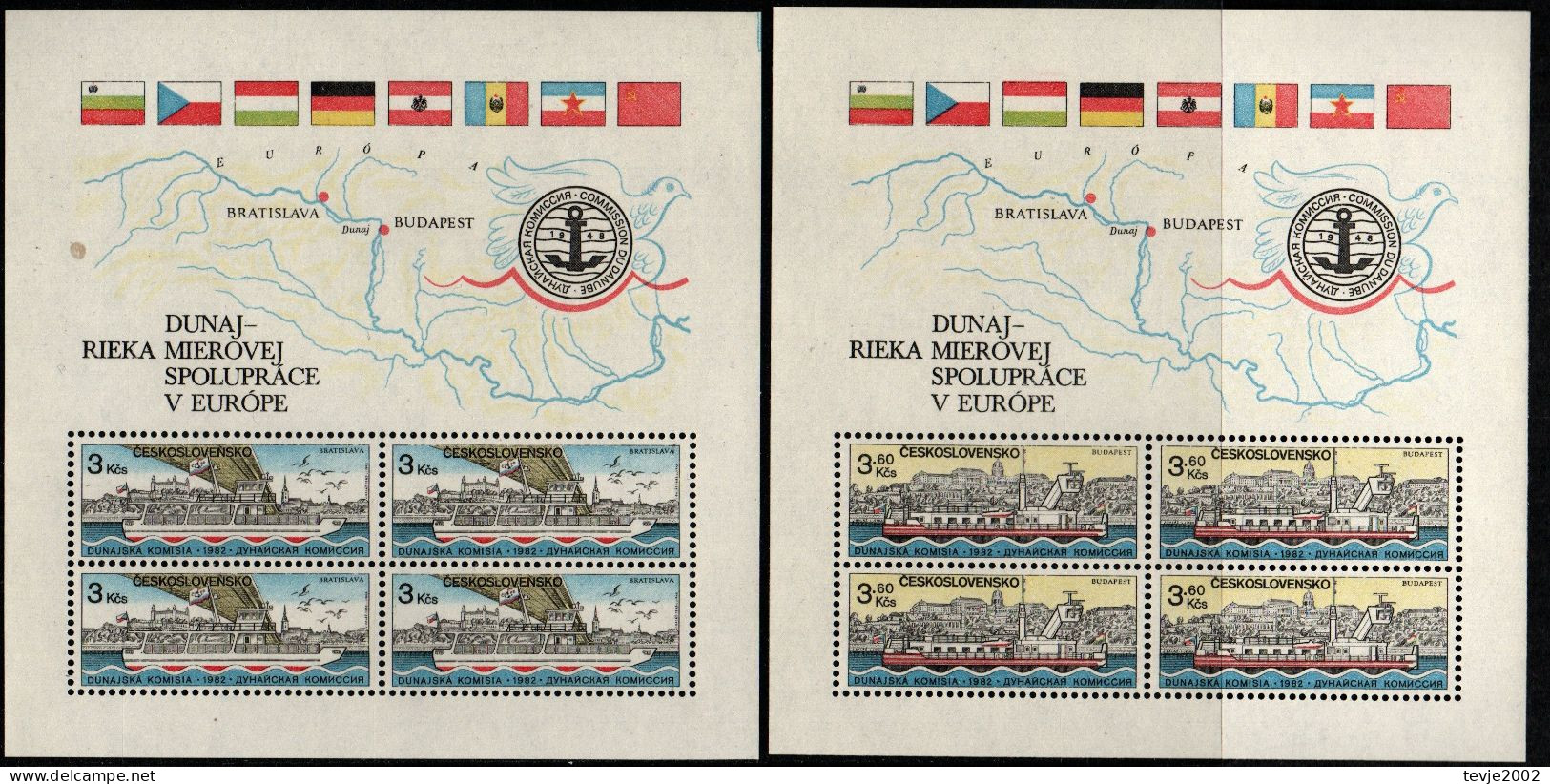 Tschechoslowakei 1982 - Mi.Nr. Block 51 + 52 - Postfrisch MNH - Schiffe Ships - Bateaux