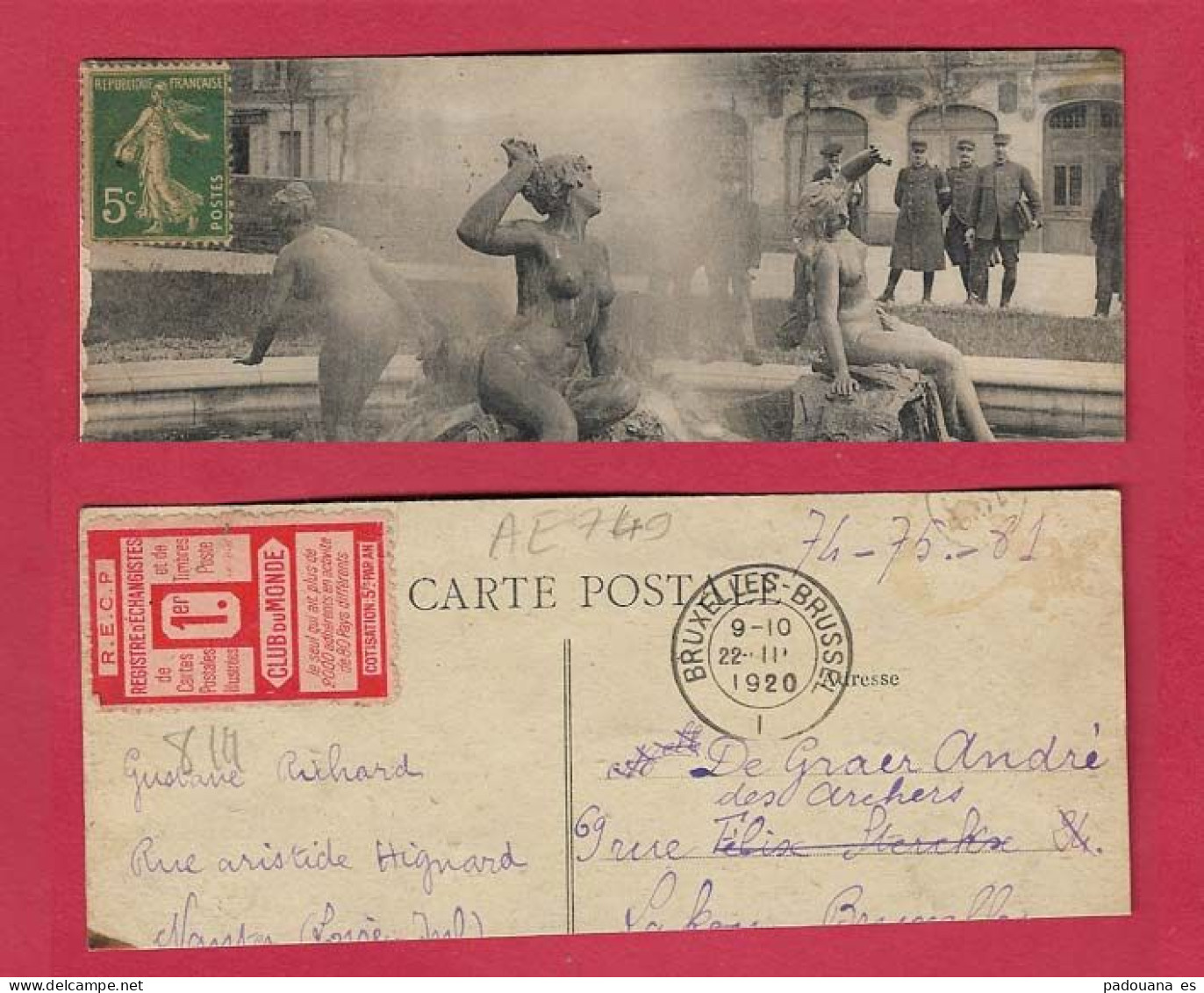 AE749 VIGNETTE RECP 1° CLUB ECHANGISTES CARTES POSTALES ET TIMBRES POSTE CUB DU MONDE - Other & Unclassified