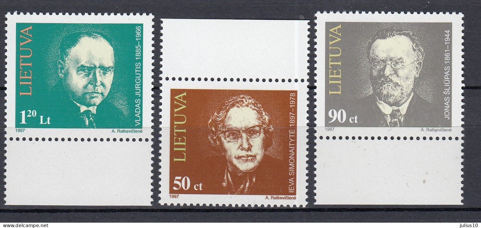 LITHUANIA 1997 Famous People MNH(**) Mi 627-629 #Lt1122 - Lituania