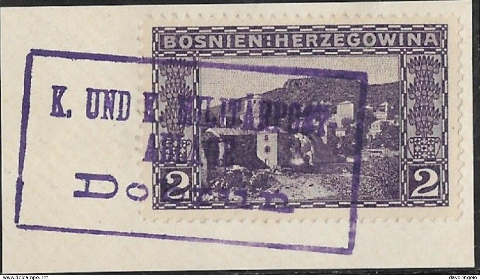 Bosnia-Herzegovina/Austria-Hungary, Catting Out, Auxiliary Post Office/Ablage DOBRUN, Type A1 - Bosnien-Herzegowina