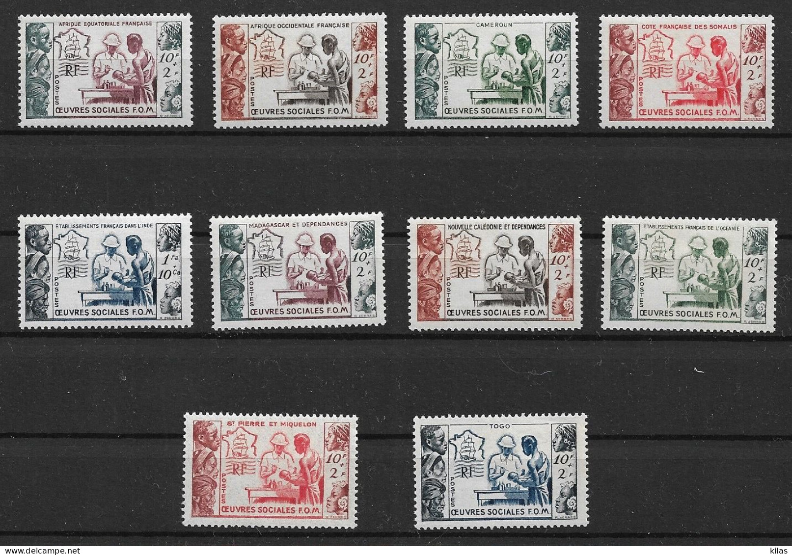 1950 Œuvres Sociales De La France D'Outre-Mer COMPLETE SET MNH - 1950 Œuvres Sociales De La France D'Outre-Mer