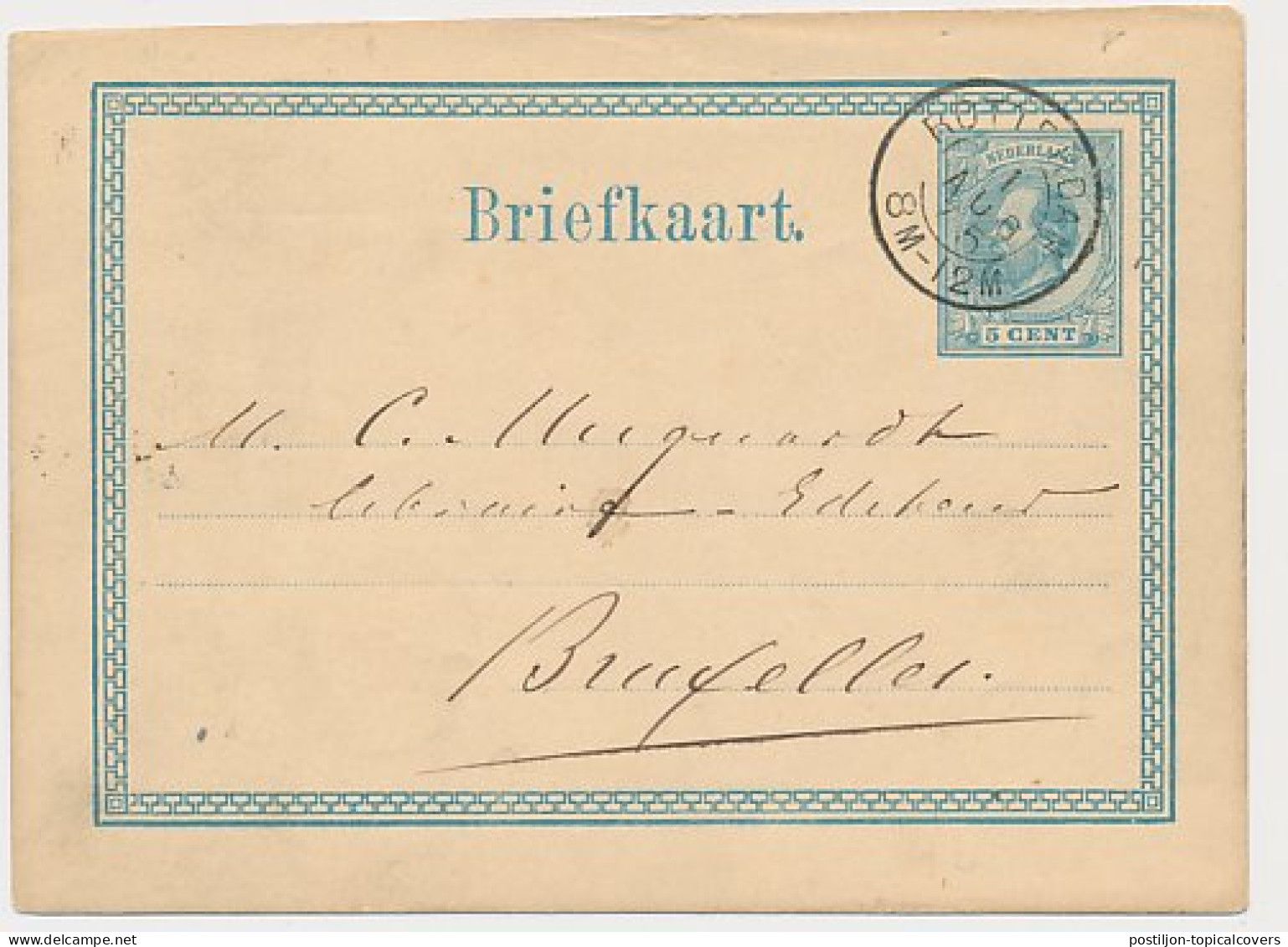 Briefkaart G. 8 Rotterdam - Belgie 1875 - Ganzsachen